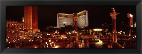 Framed Hotel lit up at night, The Mirage, The Strip, Las Vegas, Nevada, USA Print