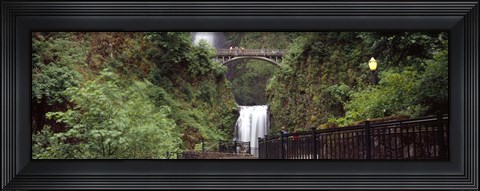 Framed Waterfall in a forest, Multnomah Falls, Hood River, Columbia River Gorge, Oregon Print