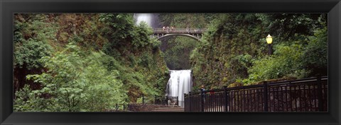 Framed Waterfall in a forest, Multnomah Falls, Hood River, Columbia River Gorge, Oregon Print