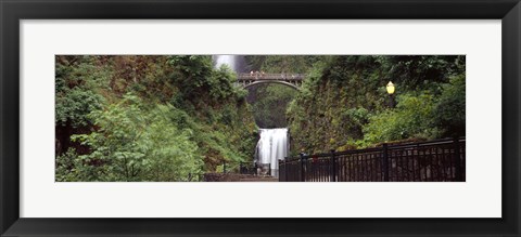 Framed Waterfall in a forest, Multnomah Falls, Hood River, Columbia River Gorge, Oregon Print