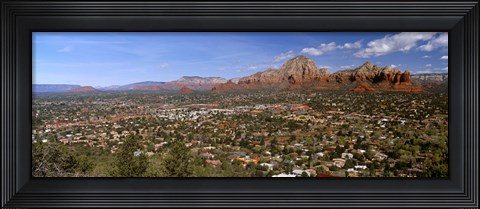 Framed City with rock formations in the background, Cathedral Rocks, Sedona, Coconino County, Arizona, USA Print