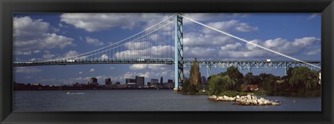 Framed Bridge across a river, Ambassador Bridge, Detroit River, Detroit, Wayne County, Michigan, USA Print