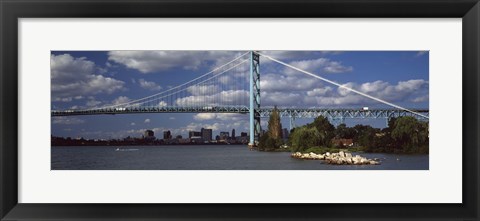 Framed Bridge across a river, Ambassador Bridge, Detroit River, Detroit, Wayne County, Michigan, USA Print