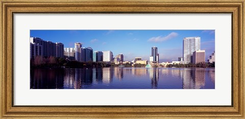 Framed Buildings Reflecting in Lake Eola, Orlando, Florida Print
