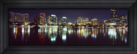 Framed Buildings at night, Lake Eola, Orlando, Florida Print