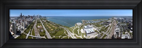 Framed 180 degree view of a city, Lake Michigan, Chicago, Cook County, Illinois, USA 2009 Print
