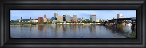 Framed Buildings at the waterfront, Willamette River, Portland, Oregon Print