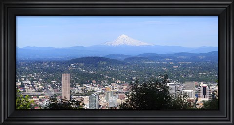 Framed High angle view of a city, Mt Hood, Portland, Oregon, USA 2010 Print