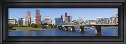Framed Bridge across a river, Hawthorne Bridge, Willamette River, Multnomah County, Portland, Oregon, USA 2010 Print