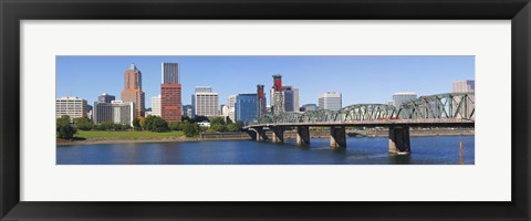 Framed Bridge across a river, Hawthorne Bridge, Willamette River, Multnomah County, Portland, Oregon, USA 2010 Print