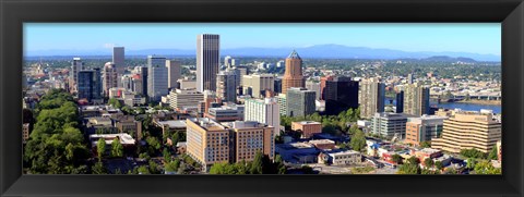 Framed High angle view of a cityscape, Portland, Multnomah County, Oregon Print