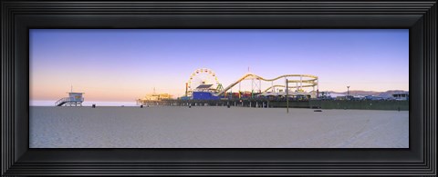 Framed Ferris wheel lit up at dusk, Santa Monica Beach, Santa Monica Pier, Santa Monica, Los Angeles County, California, USA Print