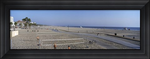 Framed Tourists playing volleyball on the beach, Santa Monica, Los Angeles County, California, USA Print