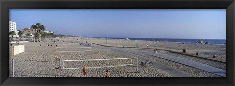 Framed Tourists playing volleyball on the beach, Santa Monica, Los Angeles County, California, USA Print