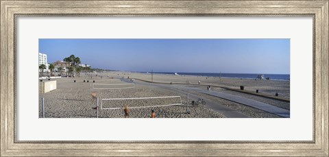 Framed Tourists playing volleyball on the beach, Santa Monica, Los Angeles County, California, USA Print