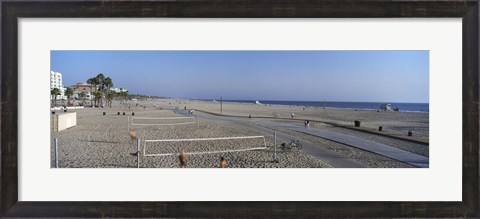 Framed Tourists playing volleyball on the beach, Santa Monica, Los Angeles County, California, USA Print