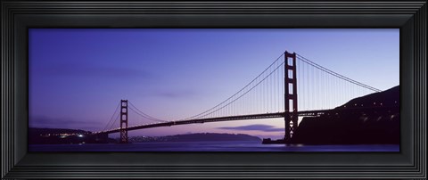 Framed Silhouette of suspension bridge across a bay, Golden Gate Bridge, San Francisco Bay, San Francisco, California, USA Print