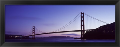 Framed Silhouette of suspension bridge across a bay, Golden Gate Bridge, San Francisco Bay, San Francisco, California, USA Print