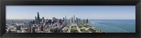 Framed City skyline from south end of Grant Park, Chicago, Lake Michigan, Cook County, Illinois 2009 Print