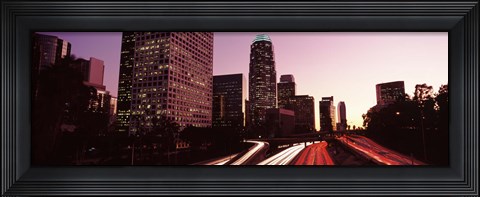 Framed Highway through Skyscrapers in Los Angeles, California Print