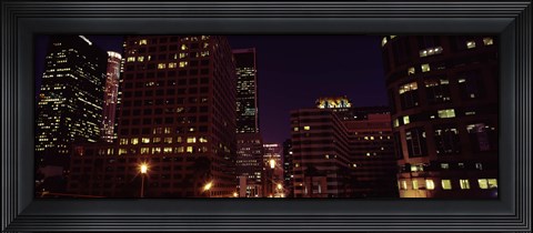 Framed Buildings lit up at night, City of Los Angeles, California Print
