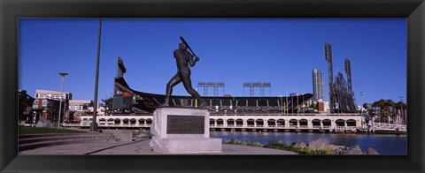 Framed Willie Mays statue in front of a baseball park, AT&amp;T Park, 24 Willie Mays Plaza, San Francisco, California Print