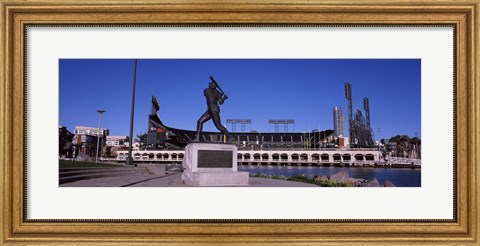 Framed Willie Mays statue in front of a baseball park, AT&amp;T Park, 24 Willie Mays Plaza, San Francisco, California Print