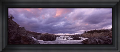 Framed Water falling into a river, Great Falls National Park, Potomac River, Washington DC, Virginia, USA Print