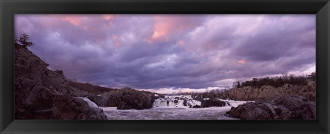 Framed Water falling into a river, Great Falls National Park, Potomac River, Washington DC, Virginia, USA Print