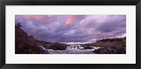 Framed Water falling into a river, Great Falls National Park, Potomac River, Washington DC, Virginia, USA Print