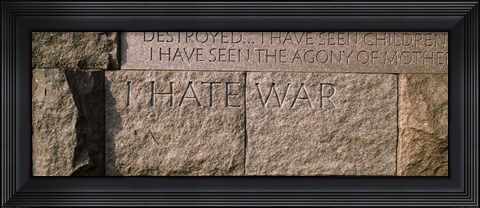 Framed Text engraved on stones at a memorial, Franklin Delano Roosevelt Memorial, Washington DC, USA Print
