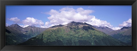 Framed Clouds over mountain range, Seward Highway, Kenai Peninsula, Alaska, USA Print