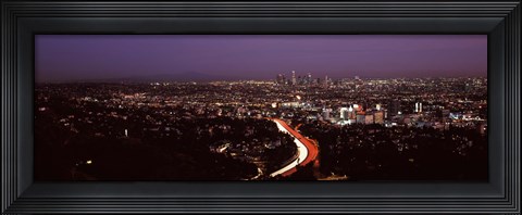 Framed City lit up at night, City Of Los Angeles, Los Angeles County, California, USA 2010 Print