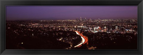 Framed City lit up at night, City Of Los Angeles, Los Angeles County, California, USA 2010 Print