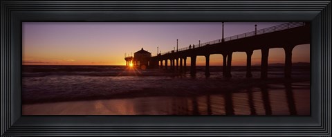 Framed Manhattan Beach Pier with Pink Sky, California Print