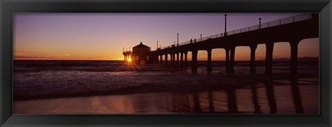 Framed Manhattan Beach Pier with Pink Sky, California Print