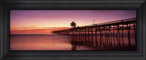 Framed San Clemente Pier at dusk, Los Angeles County, California Print