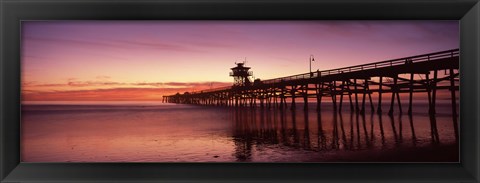 Framed San Clemente Pier at dusk, Los Angeles County, California Print