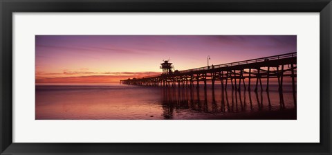 Framed San Clemente Pier at dusk, Los Angeles County, California Print