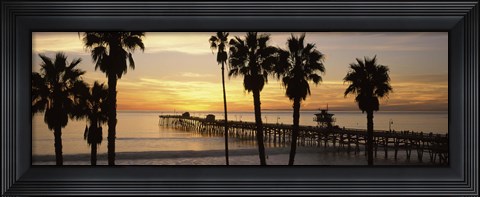 Framed Silhouette of a pier, San Clemente Pier, Los Angeles County, California Print