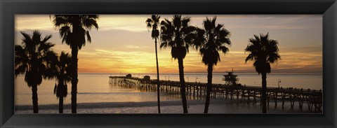 Framed Silhouette of a pier, San Clemente Pier, Los Angeles County, California Print