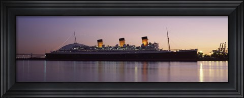 Framed RMS Queen Mary in an ocean, Long Beach, Los Angeles County, California, USA Print