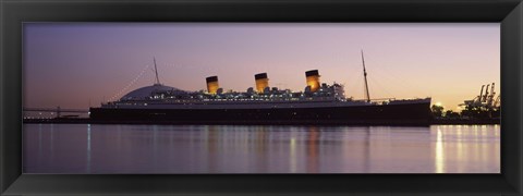 Framed RMS Queen Mary in an ocean, Long Beach, Los Angeles County, California, USA Print