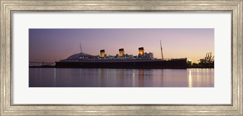 Framed RMS Queen Mary in an ocean, Long Beach, Los Angeles County, California, USA Print