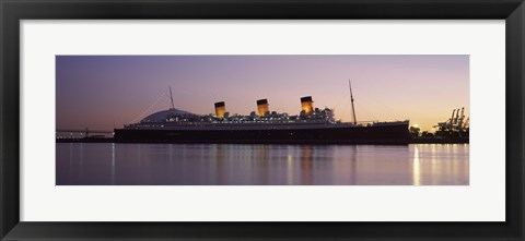 Framed RMS Queen Mary in an ocean, Long Beach, Los Angeles County, California, USA Print
