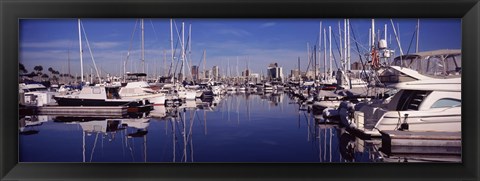 Framed Sailboats at a harbor, Long Beach, Los Angeles County, California, USA Print