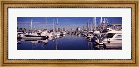 Framed Sailboats at a harbor, Long Beach, Los Angeles County, California, USA Print