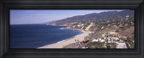 Framed High angle view of a beach, Highway 101, Malibu Beach, Malibu, Los Angeles County, California, USA Print