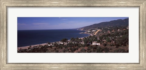 Framed High angle view of an ocean, Malibu Beach, Malibu, Los Angeles County, California, USA Print