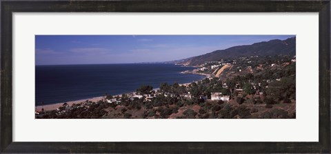 Framed High angle view of an ocean, Malibu Beach, Malibu, Los Angeles County, California, USA Print